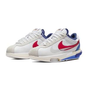 Nike x Sacai Zoom Cortez 4.0 Mens 10.5 OG White Red Blue DQ0581-100 DS